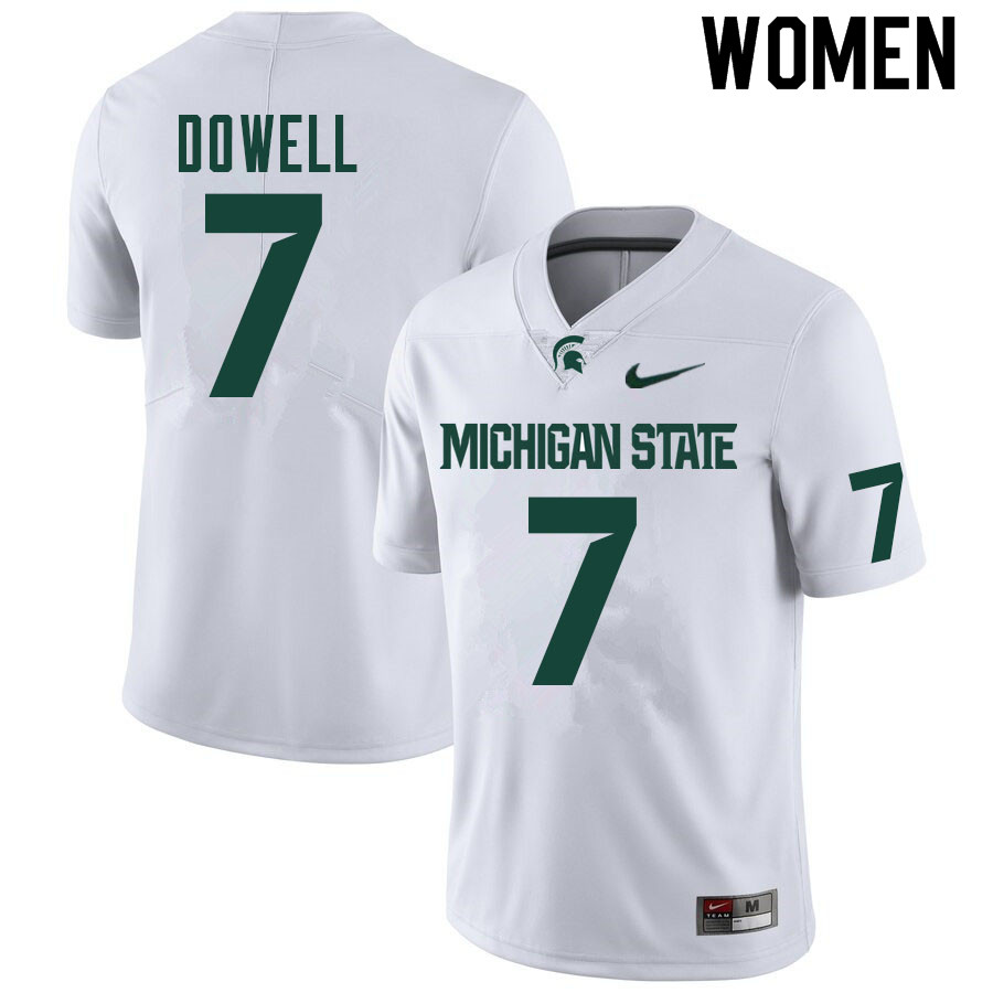 Women #7 Michael Dowell Michigan State Spartans College Football Jerseys Sale-White - Click Image to Close